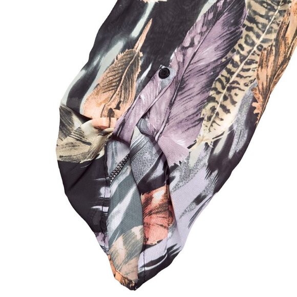 Vision Women's Sheer Multicolor Feather Pattern Open Cardigan - Picture 6 of 8